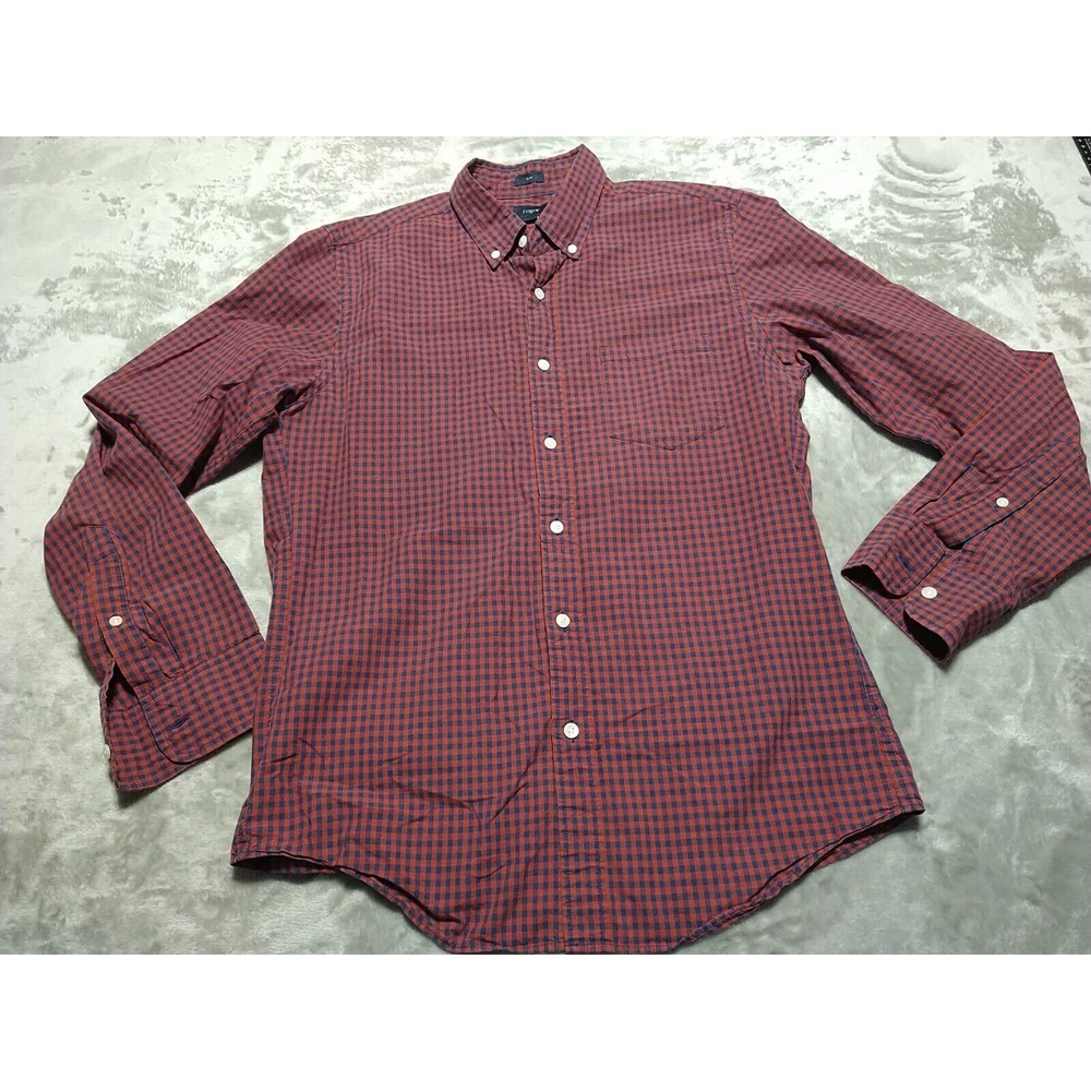 J. Crew Shirt Men M Slim Red Plaid Classic Button Up Long Sleeve Preppy